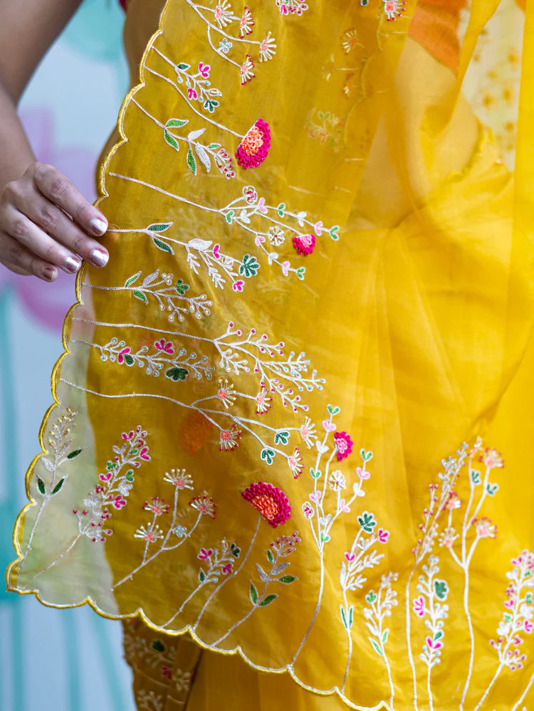Premium Organza Handcrafted Saree
