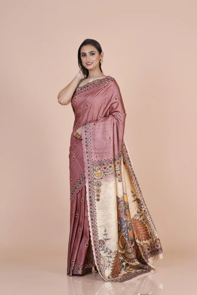 Premium Handcrafted Tusser silk saree