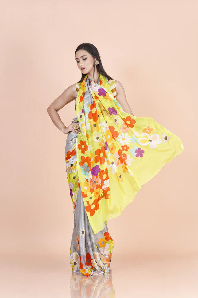 Premium Chinon silk saree