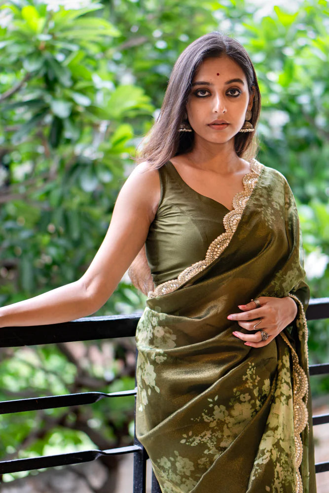 Soft Tissue Organza Floral Saree