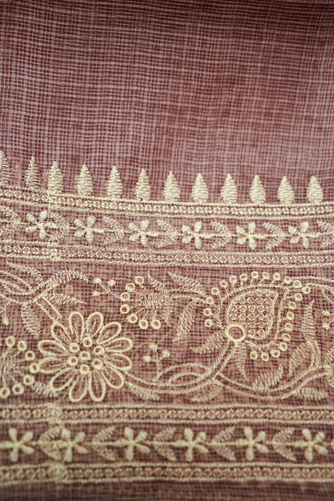 Pure Kora Tusser Embroidery saree