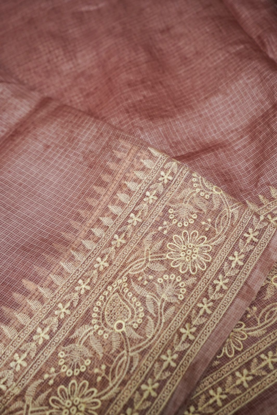 Pure Kora Tusser Embroidery saree