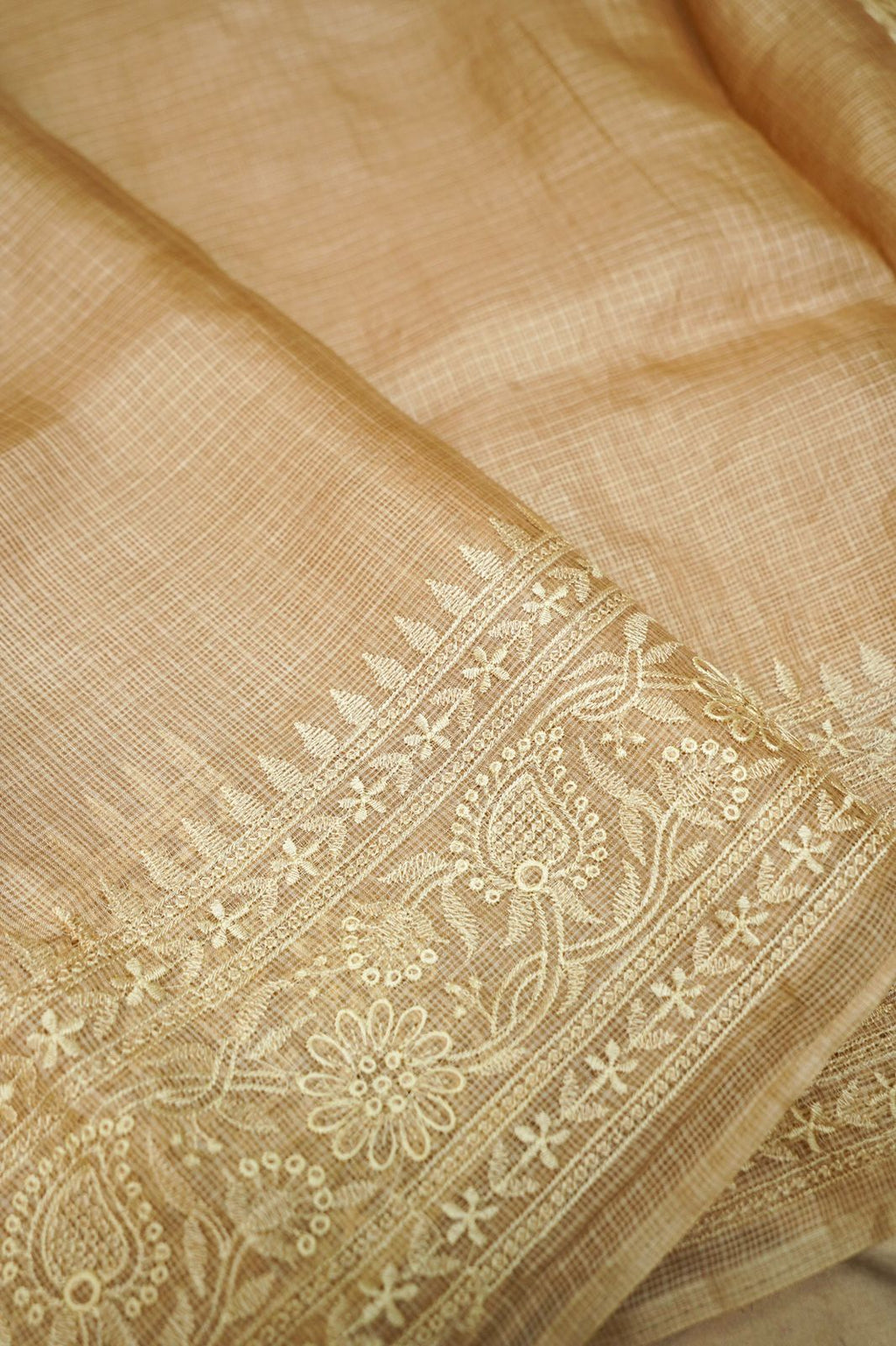 Pure Kora Tusser Embroidery saree