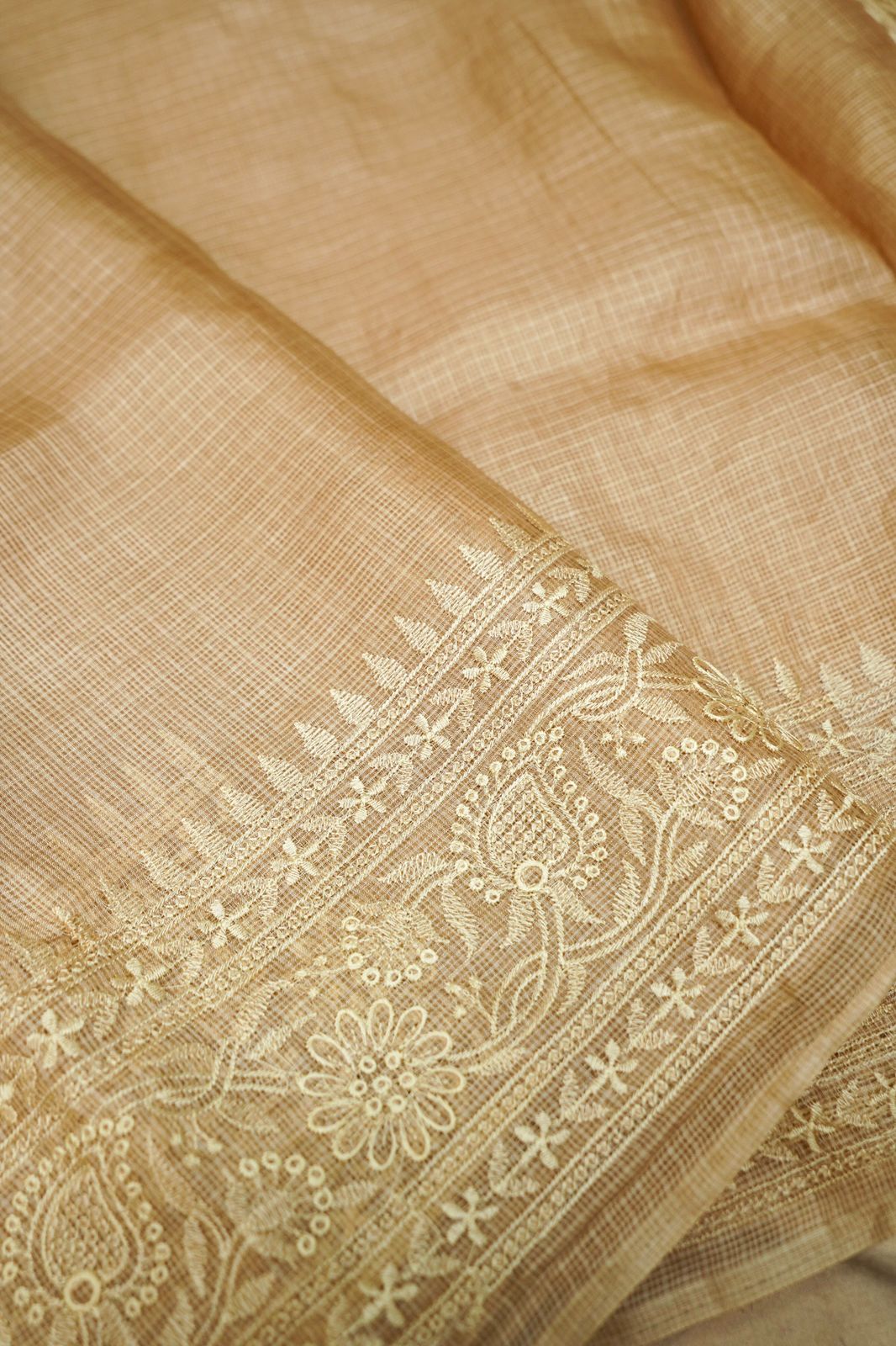 Pure Kora Tusser Embroidery saree