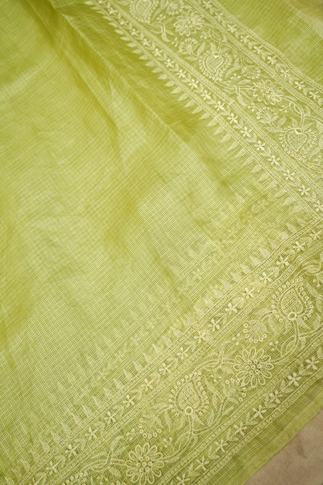 Pure Kora Tusser Embroidery saree