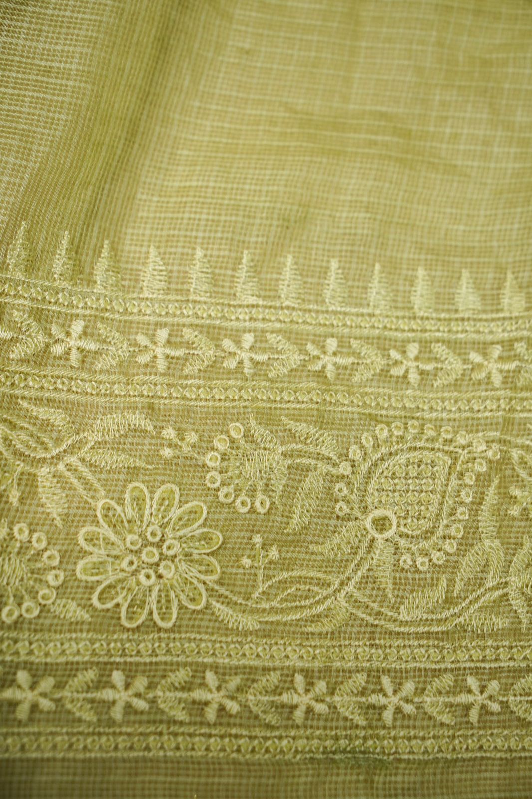 Pure Kora Tusser Embroidery saree