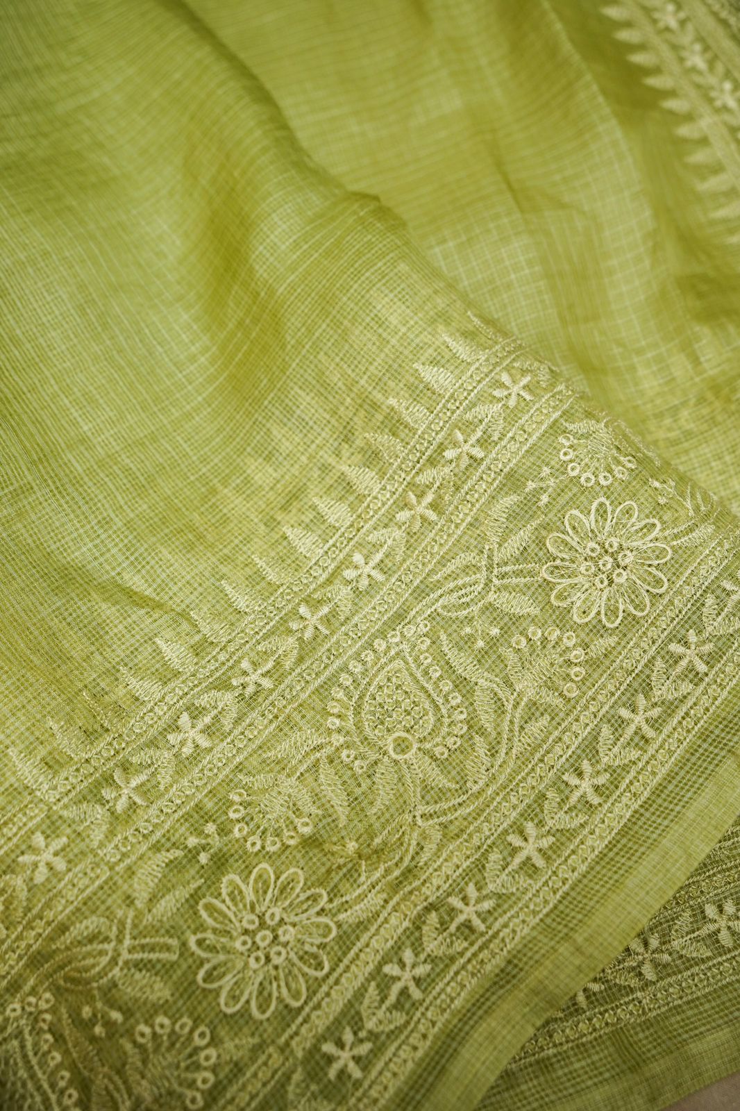 Pure Kora Tusser Embroidery saree