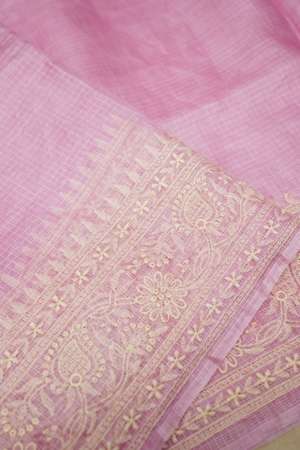 Pure Kora Tusser Embroidery saree