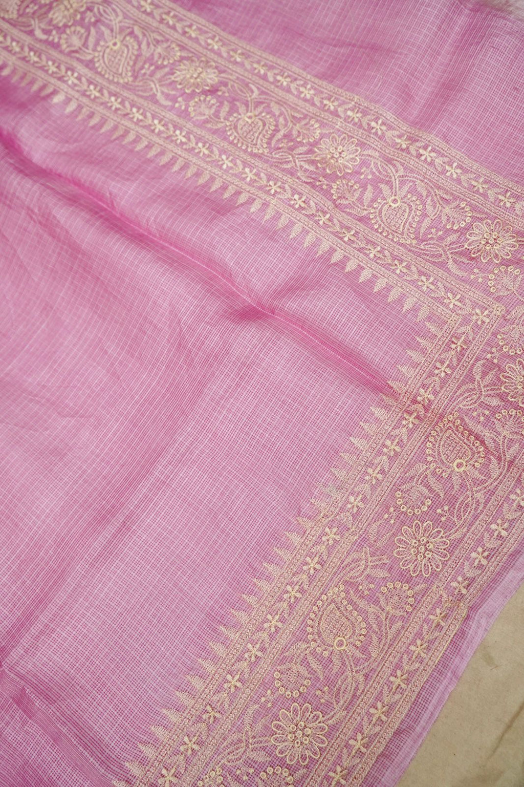 Pure Kora Tusser Embroidery saree