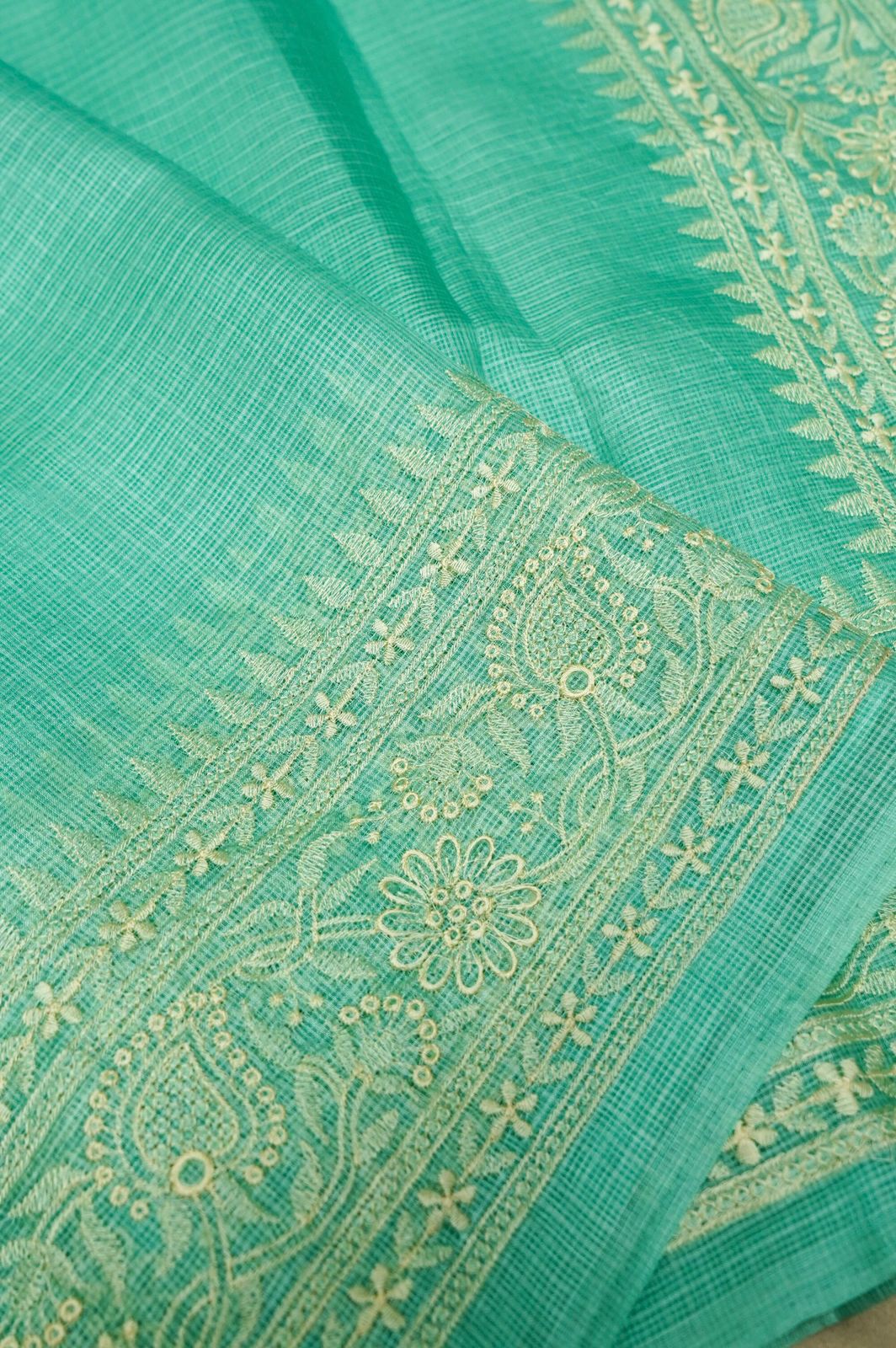 Pure Kora Tusser Embroidery saree