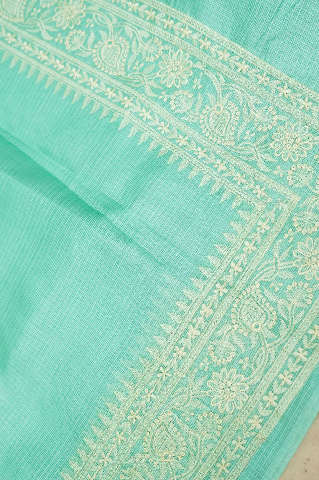 Pure Kora Tusser Embroidery saree