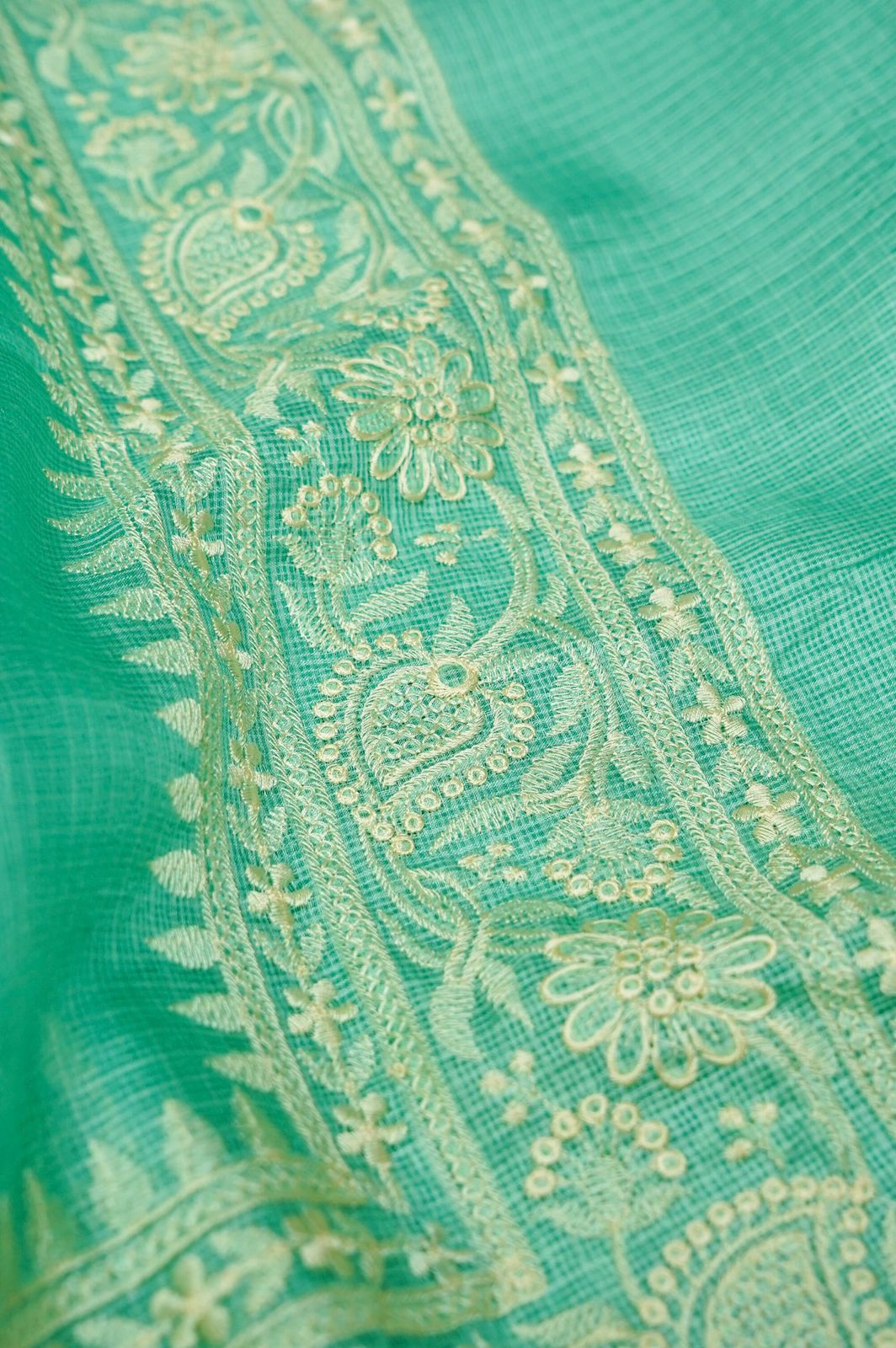 Pure Kora Tusser Embroidery saree